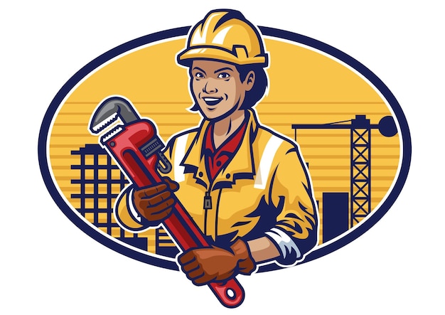 Construction woman worker design flat illustration