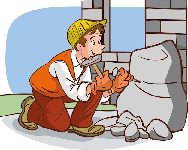 construction worker cartoon vector illustration