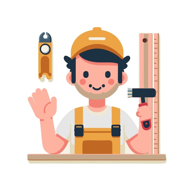 construction worker character flat vector design