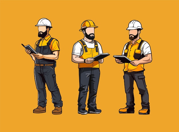 Construction worker engineer vector illustration