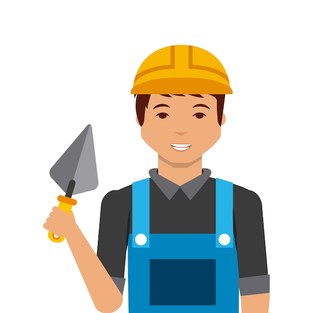 construction worker holding a spatula tool