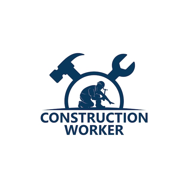 Construction Worker Logo Template Design Vector