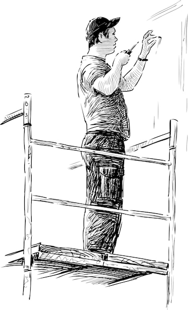 Construction worker on a scaffold