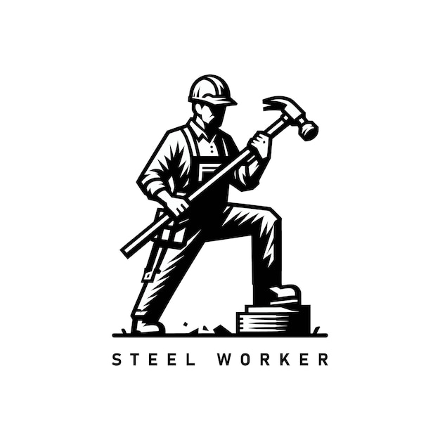 Vector construction worker silhouette vector illustration