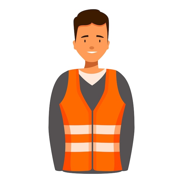 Vector construction worker smiling wearing orange safety vest