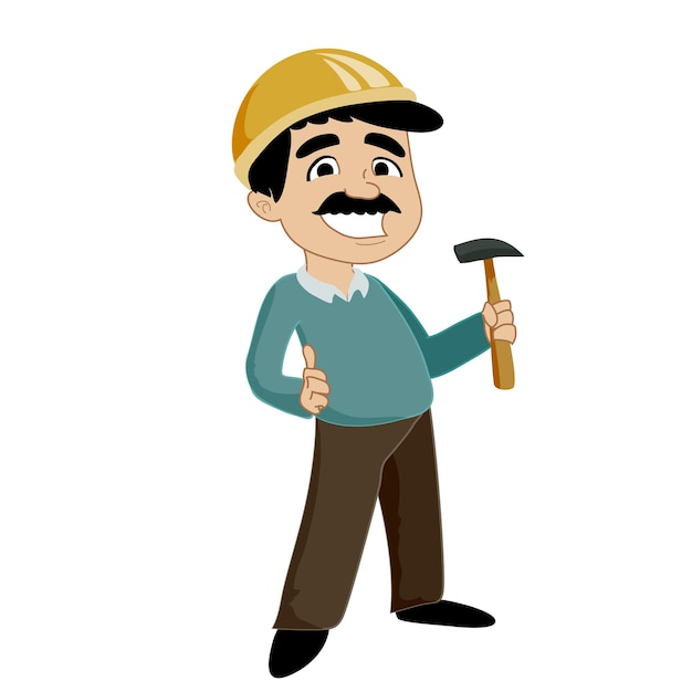 Construction worker Wearing Helmet character Design