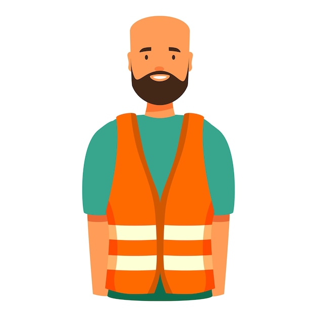 Vector construction worker wearing orange safety vest smiling at worksite