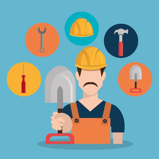 construction worker with under construction icons