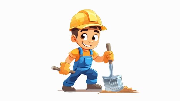 Vector construction worker with spatula avatar cartoon