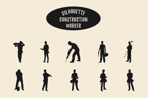 Construction workers vector silhouettes construction workers silhouettes with different tools