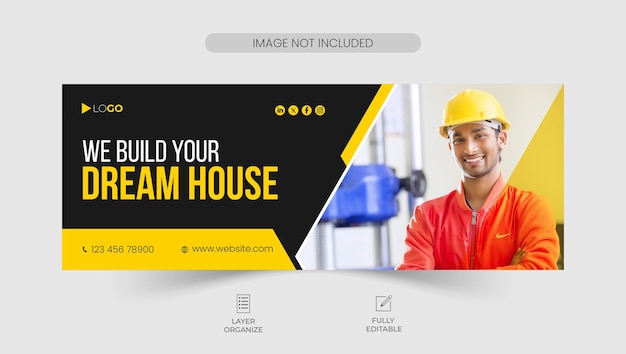 Constructions facebook cover design template and home repair service post design