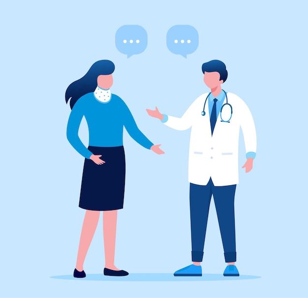 consultation with doctor flat vector illustration banner for landing page and website