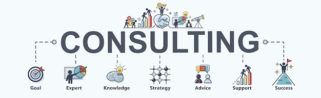 Consulting banner web icon for business.