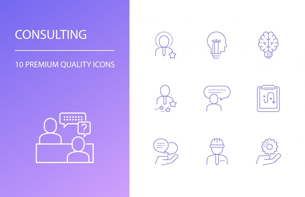 Consulting line icons set