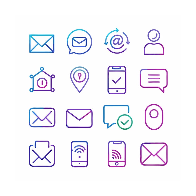 Contact Icon Set Collection Vector Illustration