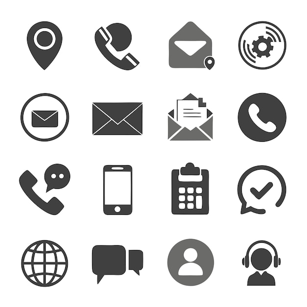 Contact Icon Set Collection Vector Illustration