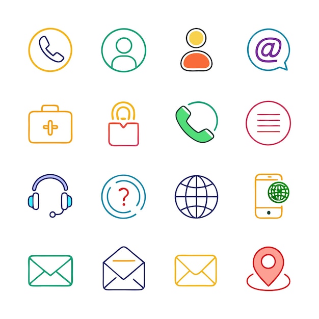 Vector contact icon set collection vector illustration