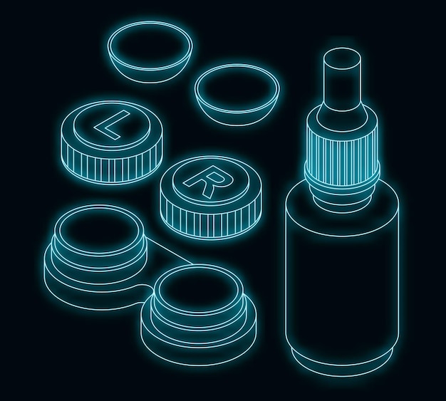 Contact lens icons set vector neon