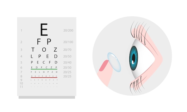 Vector contact lenses with case ophthalmology oculist with eye test