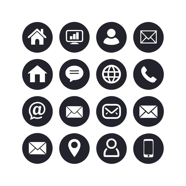 Contact Us icon set collection vector illustration for websites and mobile applications