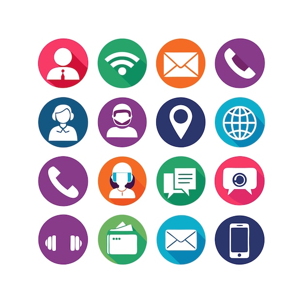 Contact Us icon set collection vector illustration for websites and mobile applications