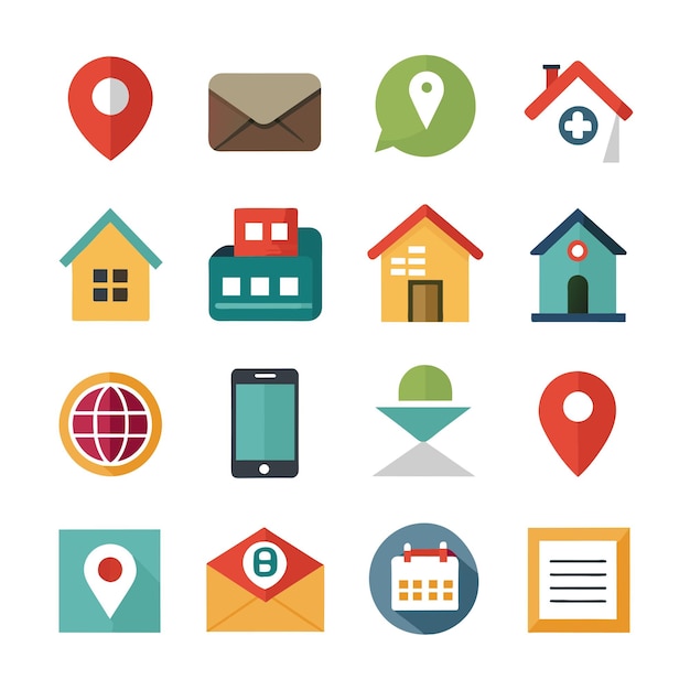 Contact us icon set Collection of website and mobile application icon Vector illustration