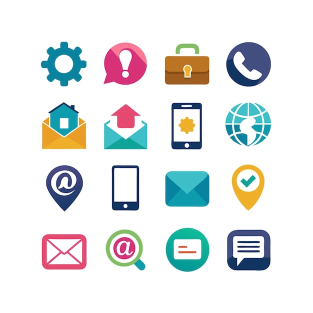 Contact Us icon set collection for websites and mobile applications