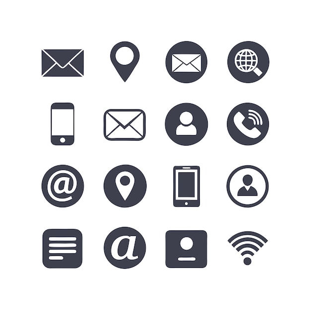 Contact Us icon set collection for websites and mobile applications