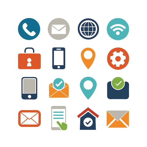 Contact Us icon set collection for websites and mobile applications