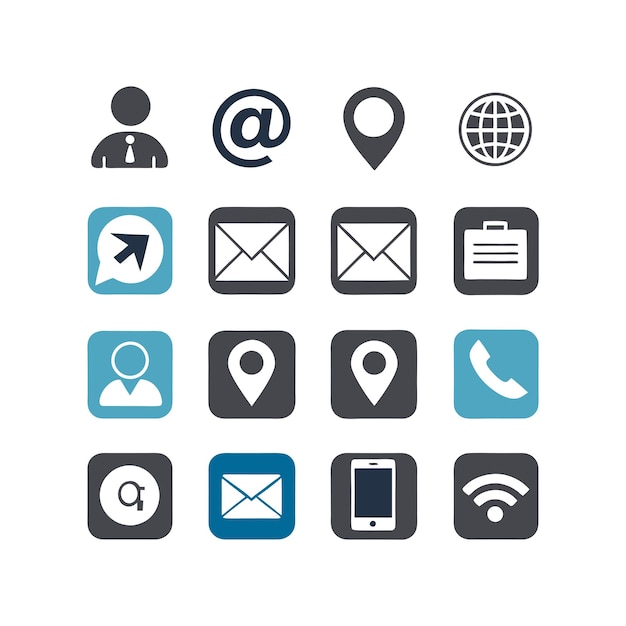 Contact Us icon set collection for websites and mobile applications