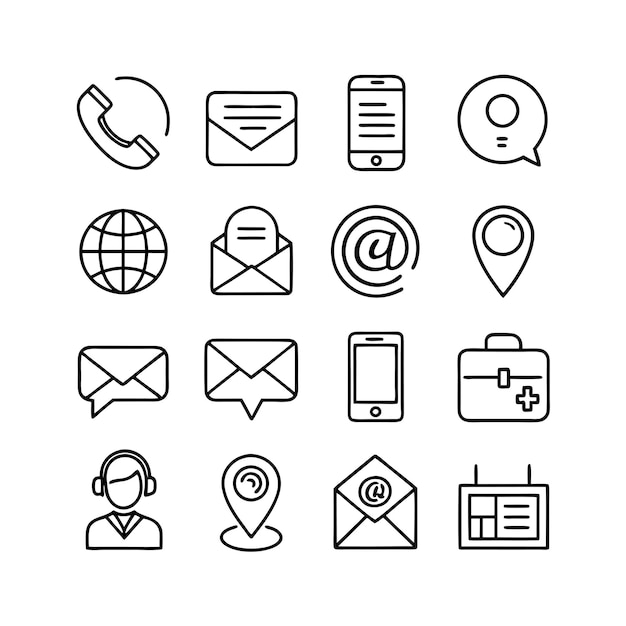 Contact Us icon set collection for websites and mobile applications