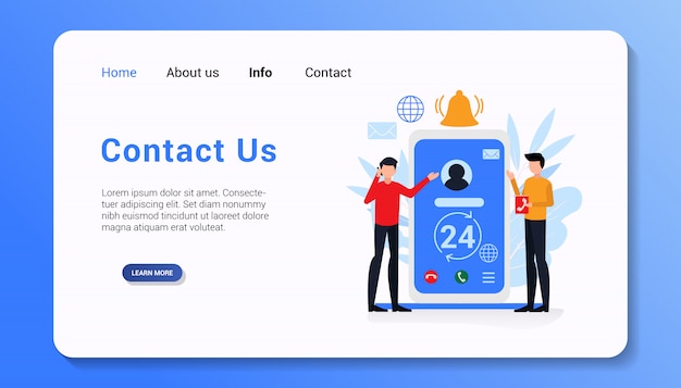 contact us landing page template flat design illustration