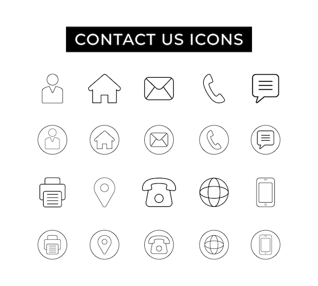 Contact us line icon set vector Illustration