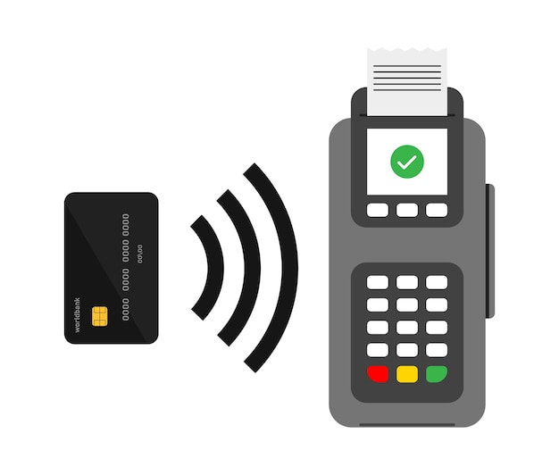 Contactless payment vector illustration nfc pay pos machine