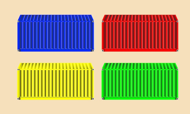 Vector container full color mockup for cargo, import export, ship company