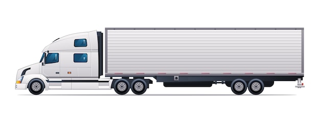 Vector container truck vector illustration cargo delivery truck side view isolated on white background