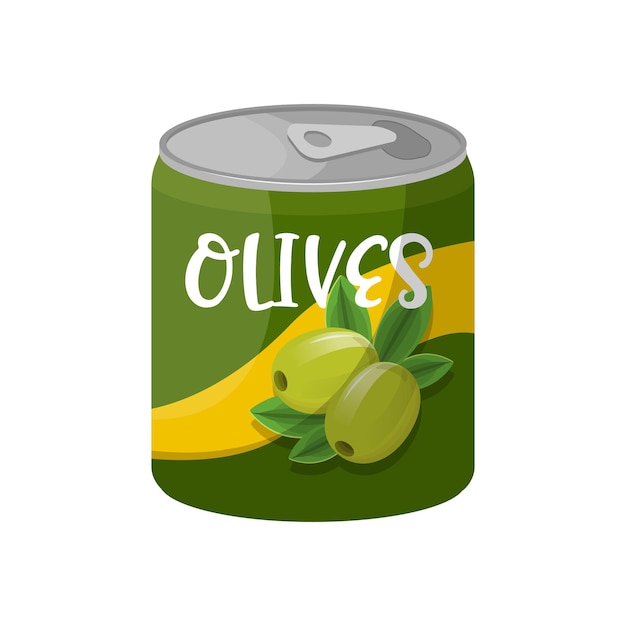 Container with olives isolated on white background.