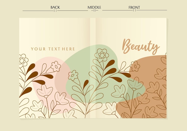 Contemporary backgrounds.boho aesthetic book cover with hand drawn floral elements.Design elements