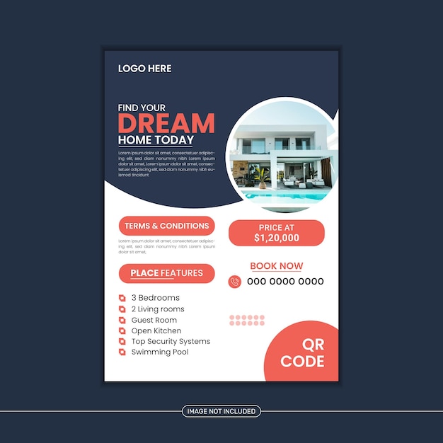 Vector contemporary distinctive real estate flyer template