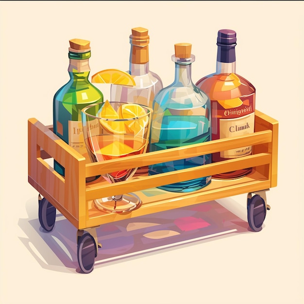 Contemporary glass bar cart