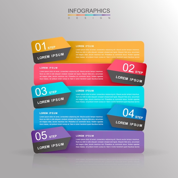 Contemporary infographic design with colorful arrow label elements