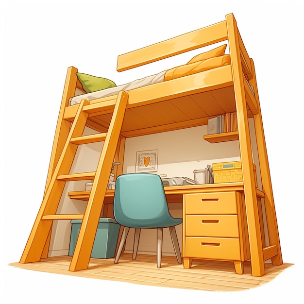 Contemporary loft bed with storage