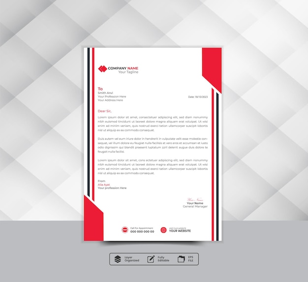 A contemporary vector template for your projects corporate letterhead