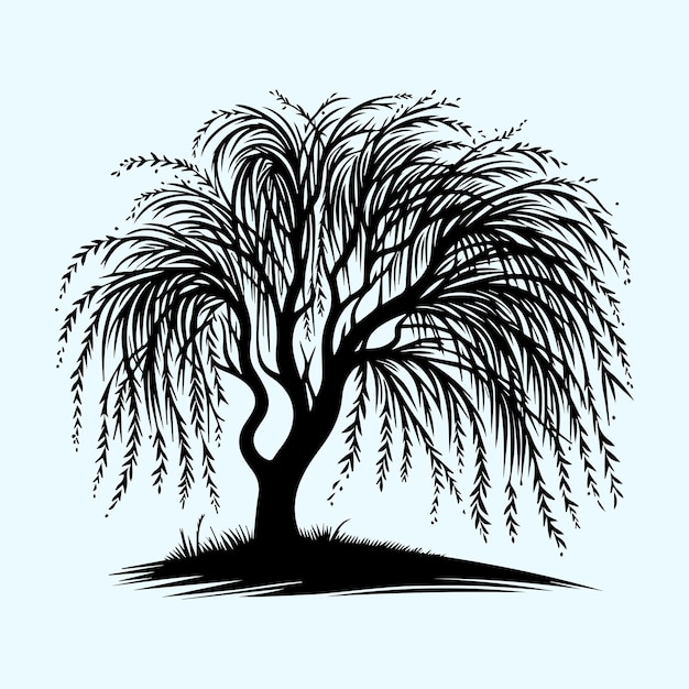 Vector contemporary willow tree silhouette vector design reflecting a minimalist approach to natural beauty