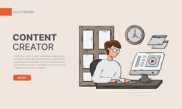 Content creator video editor concept hand drawn flat illustration