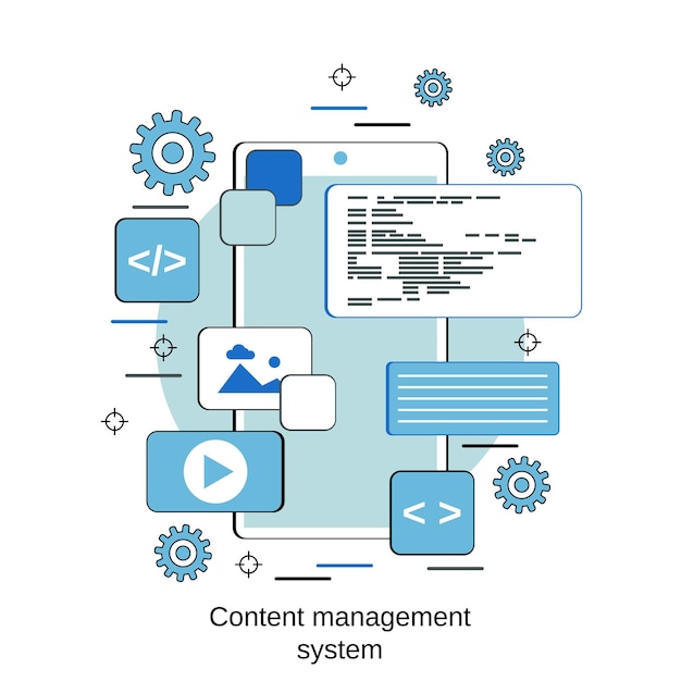 Content management system flat design style vector concept