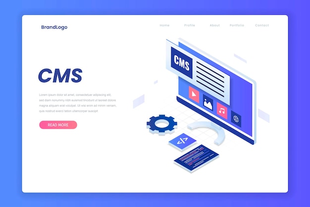 Content management system illustration landing page.