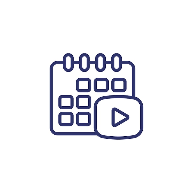 Content plan line icon, video and calendar