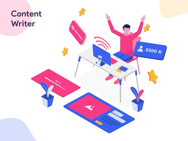 Content Writer Isometric Illustration