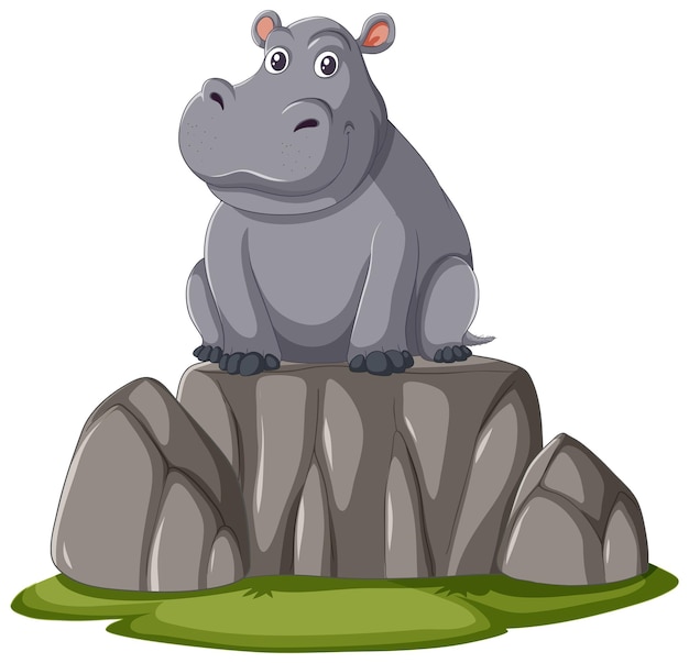 Contented Hippo on a Rocky Outcrop